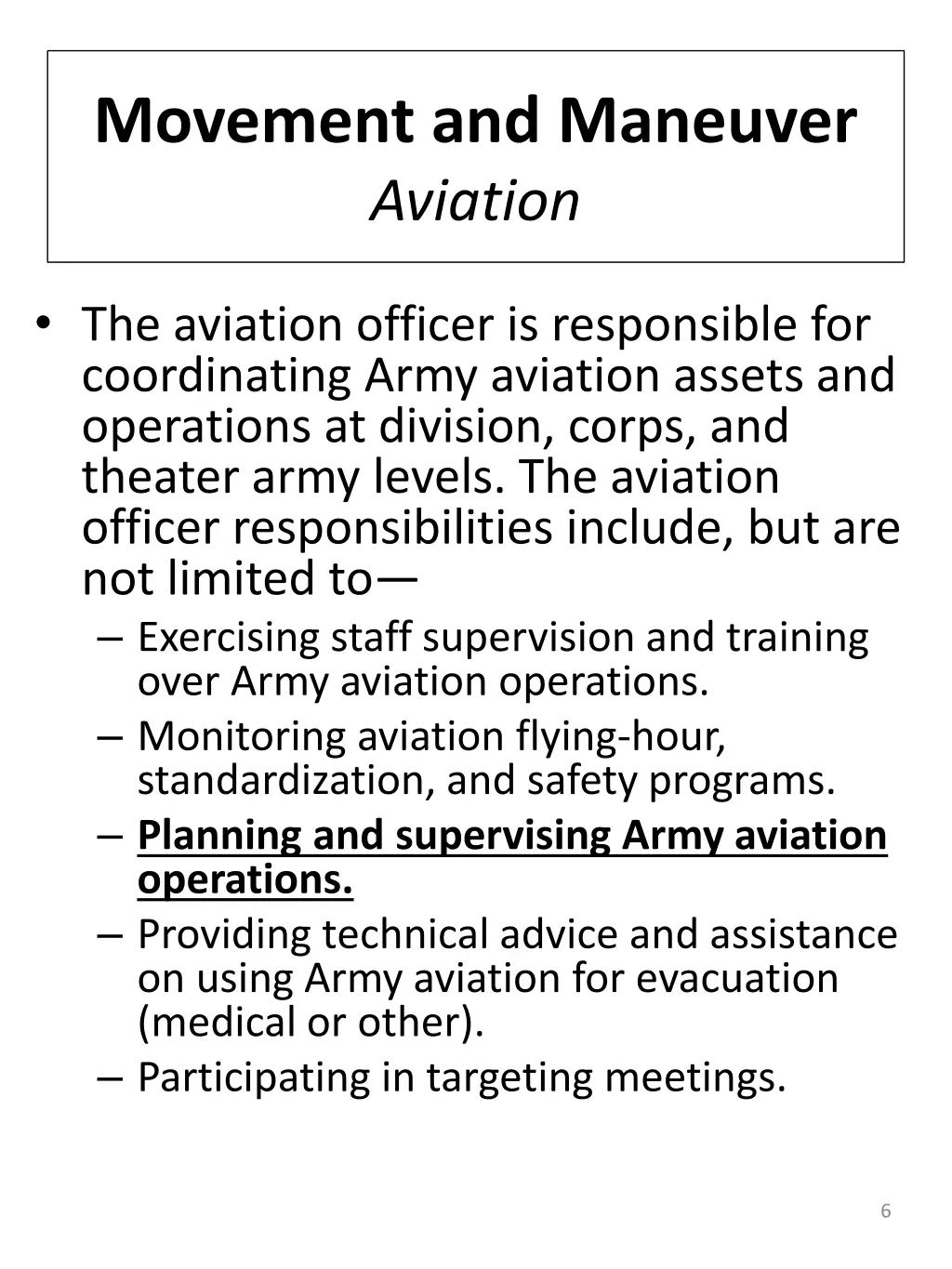 movement and maneuver aviation