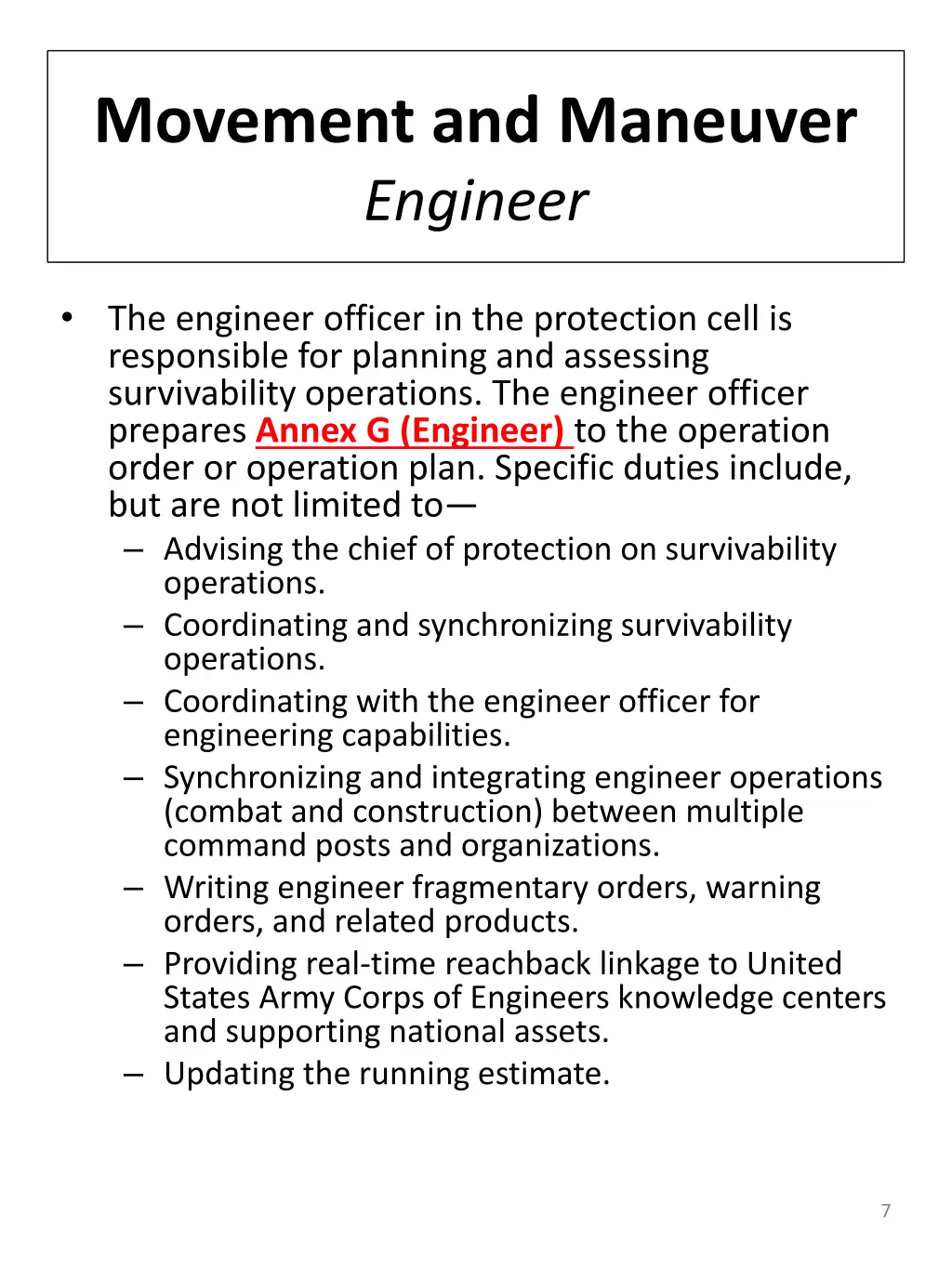 movement and maneuver engineer