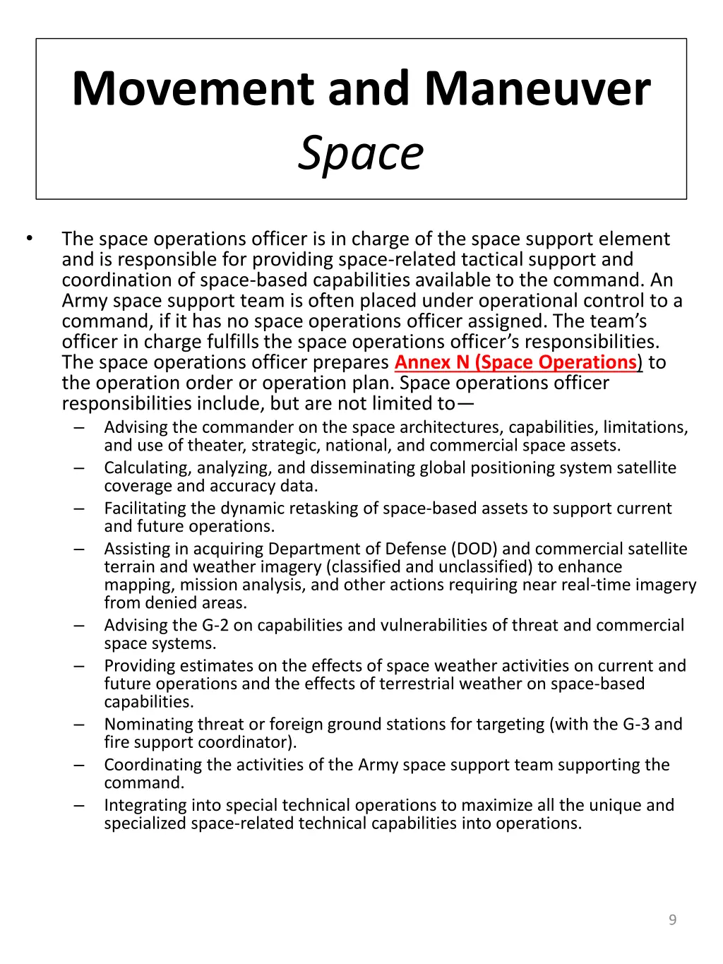 movement and maneuver space