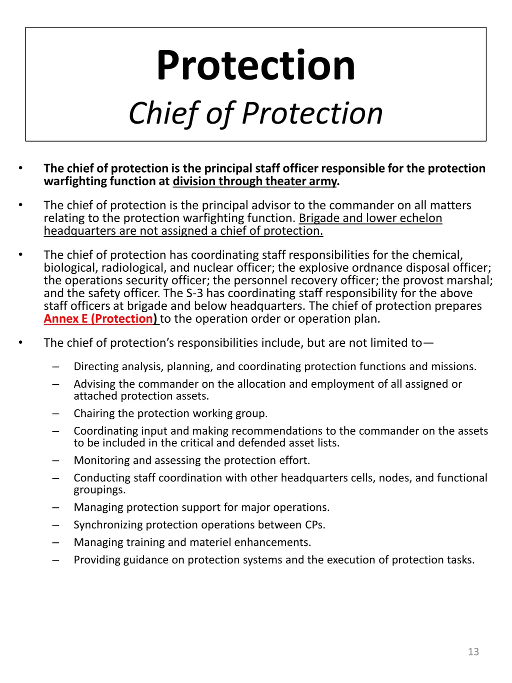 protection chief of protection