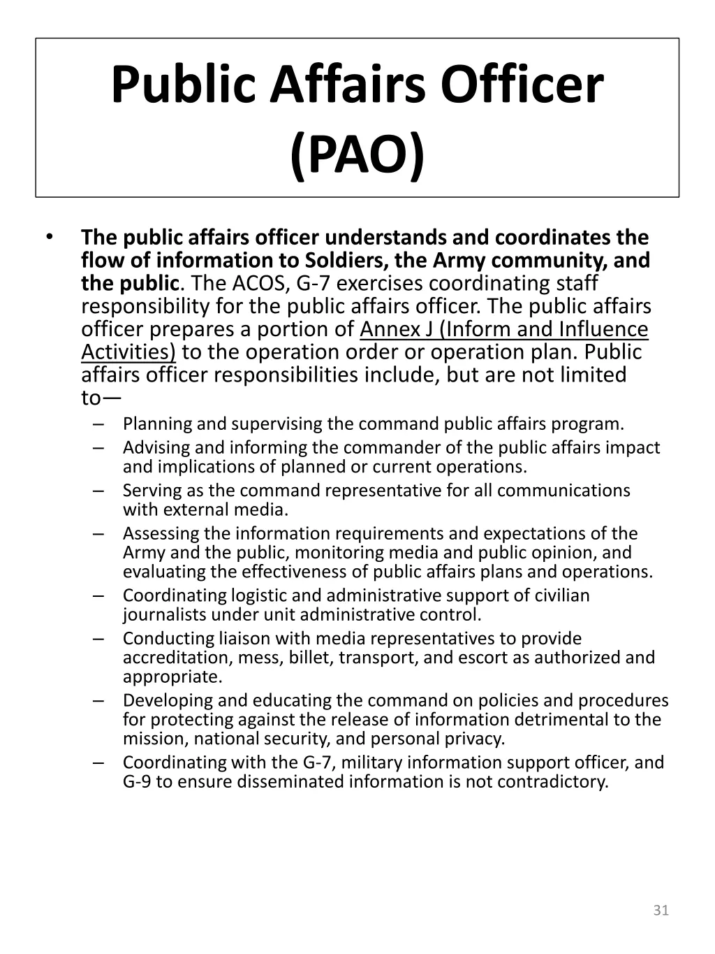 public affairs officer pao