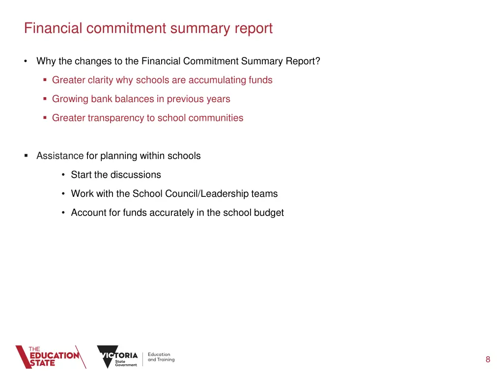 financial commitment summary report 1