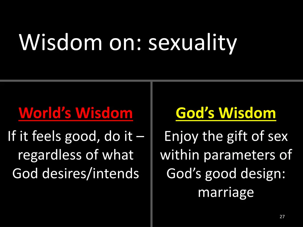 wisdom on sexuality