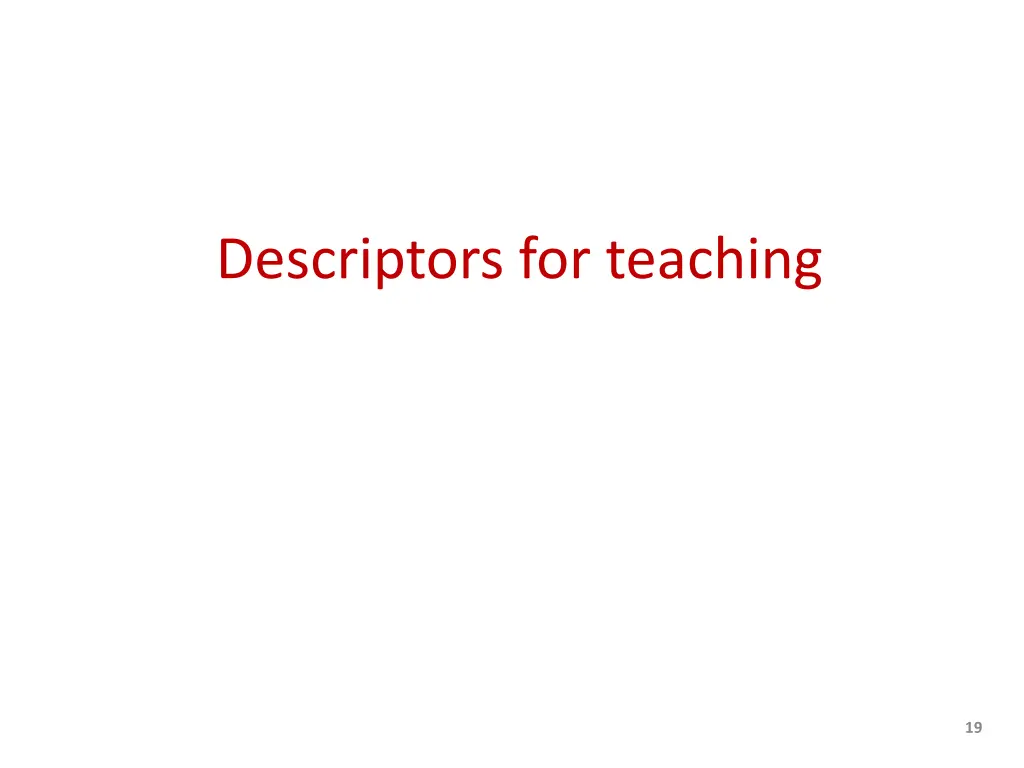 descriptors for teaching