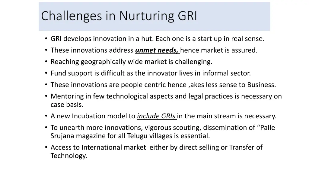 challenges in nurturing gri