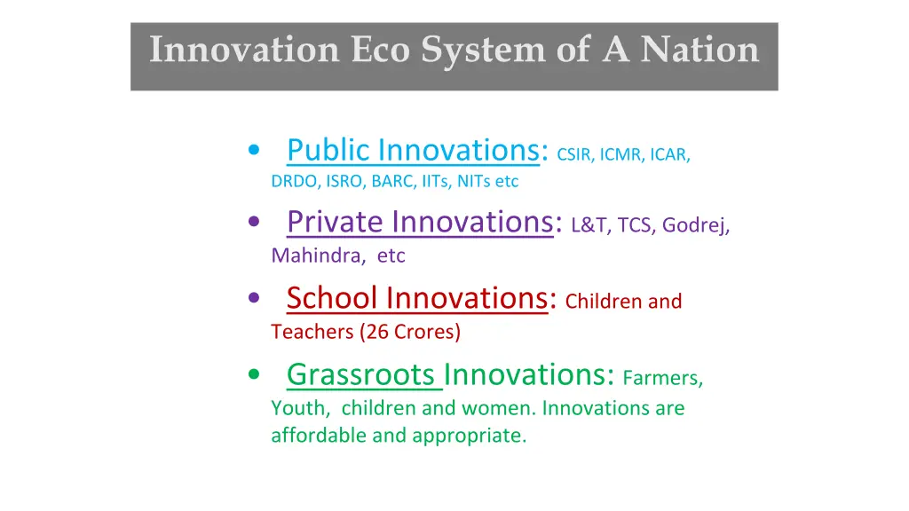 innovation eco system of a nation