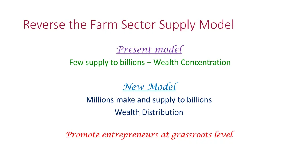 reverse the farm sector supply model