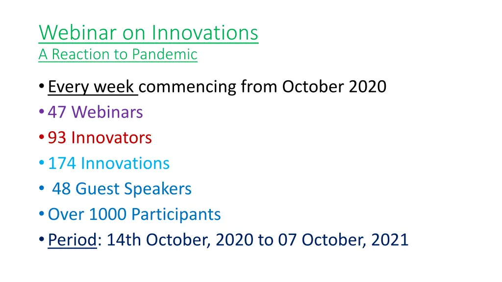 webinar on innovations a reaction to pandemic