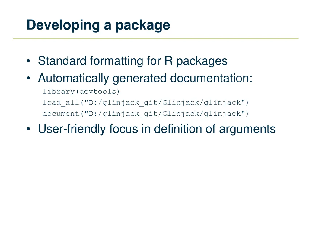 developing a package