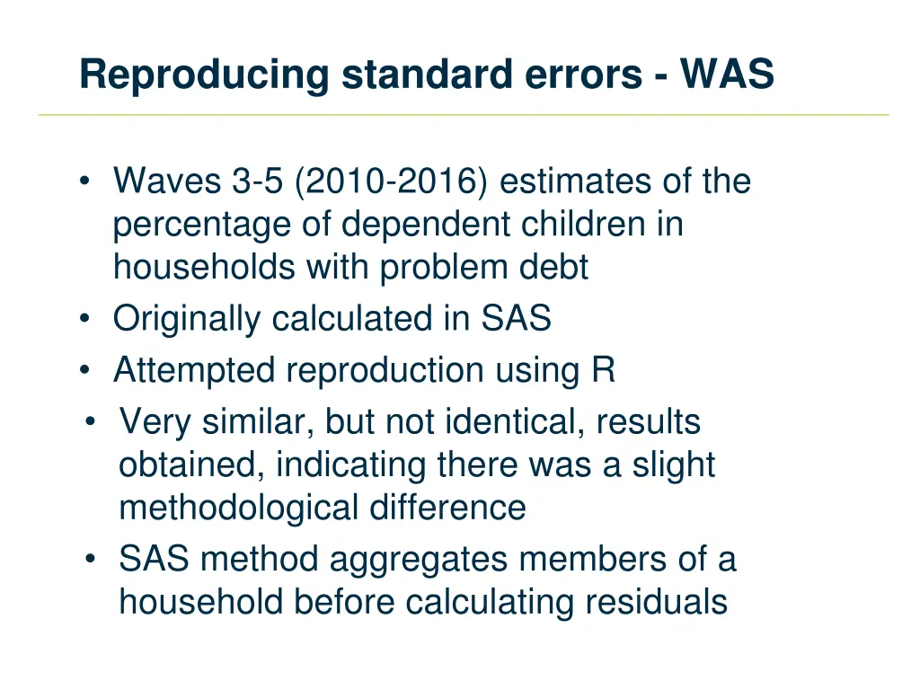 reproducing standard errors was 1