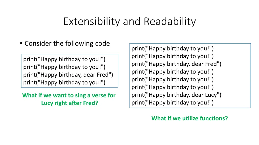 extensibility and readability