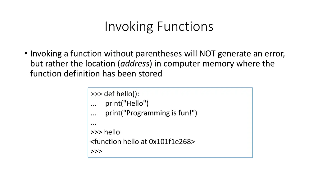 invoking functions 1