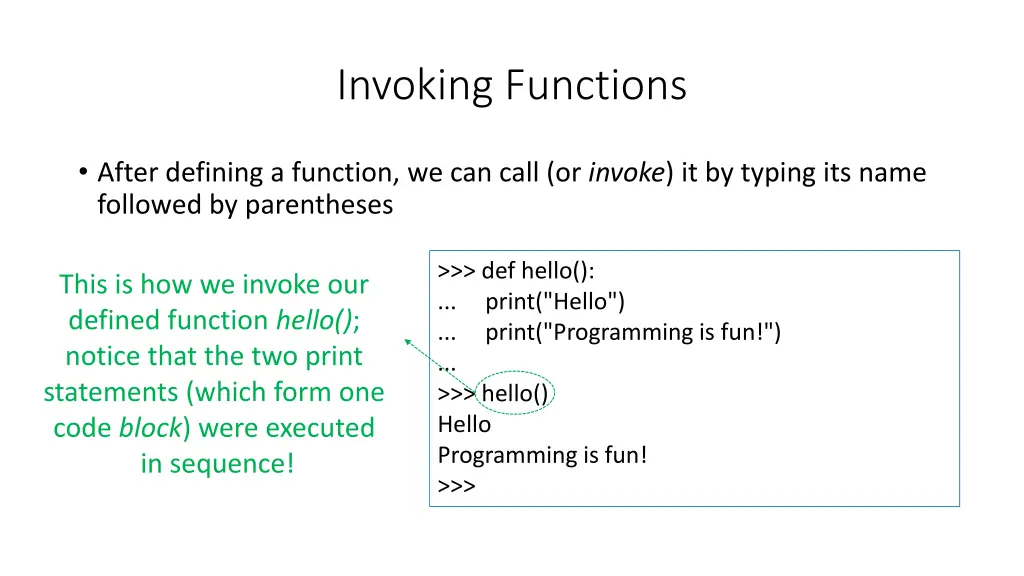 invoking functions