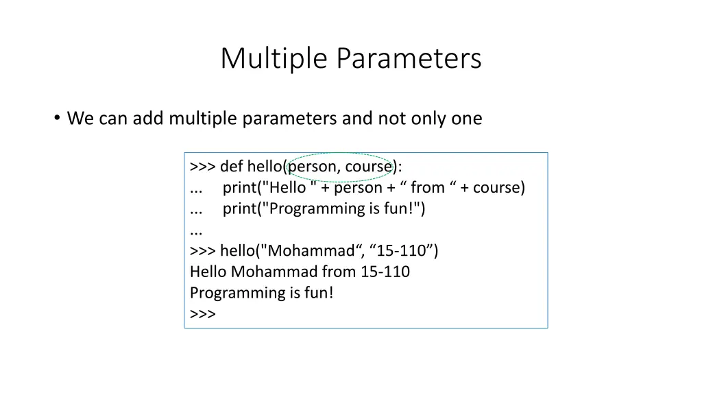 multiple parameters