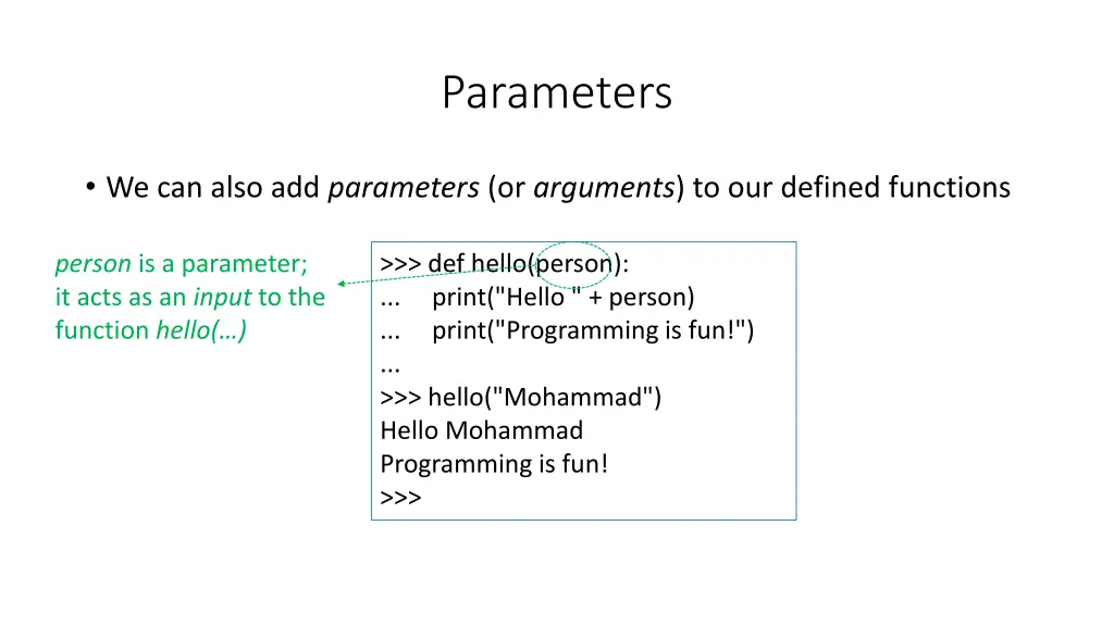 parameters