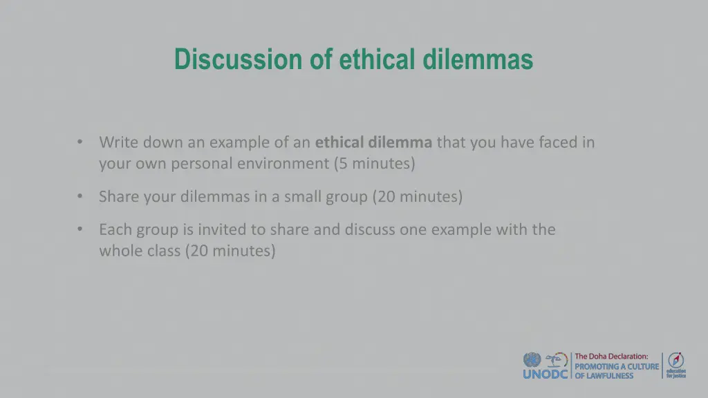 discussion of ethical dilemmas