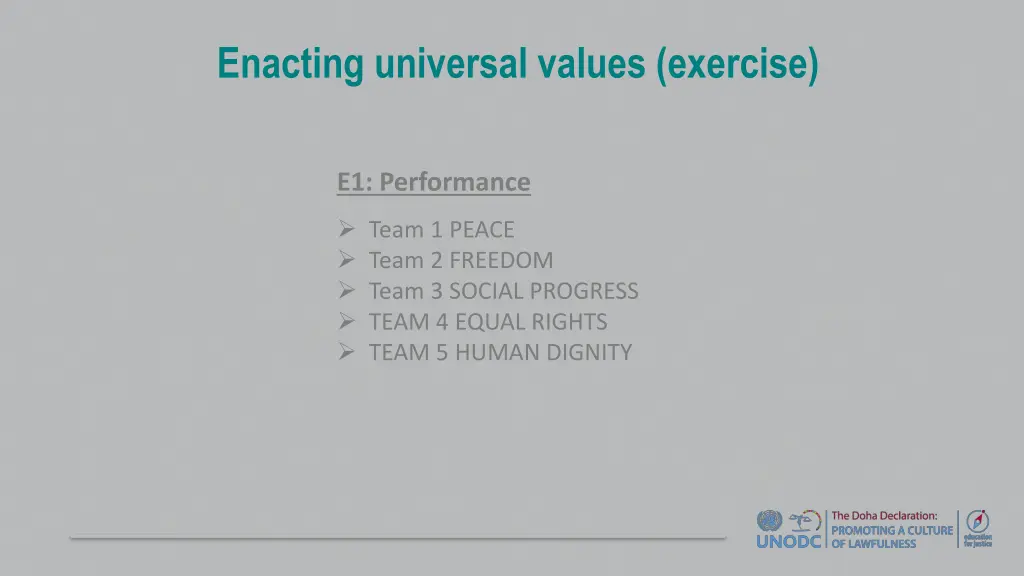 enacting universal values exercise