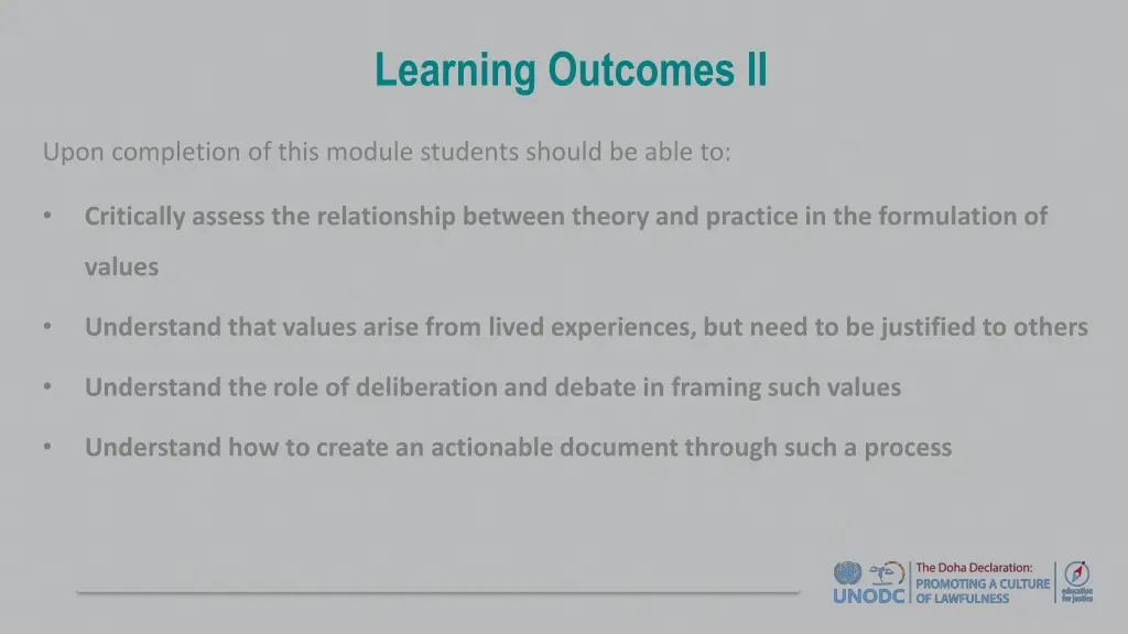 learning outcomes ii