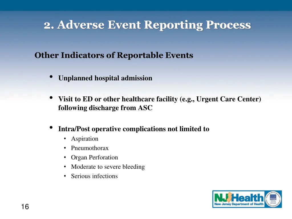 2 adverse event reporting process 3