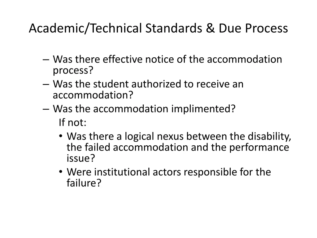 academic technical standards due process