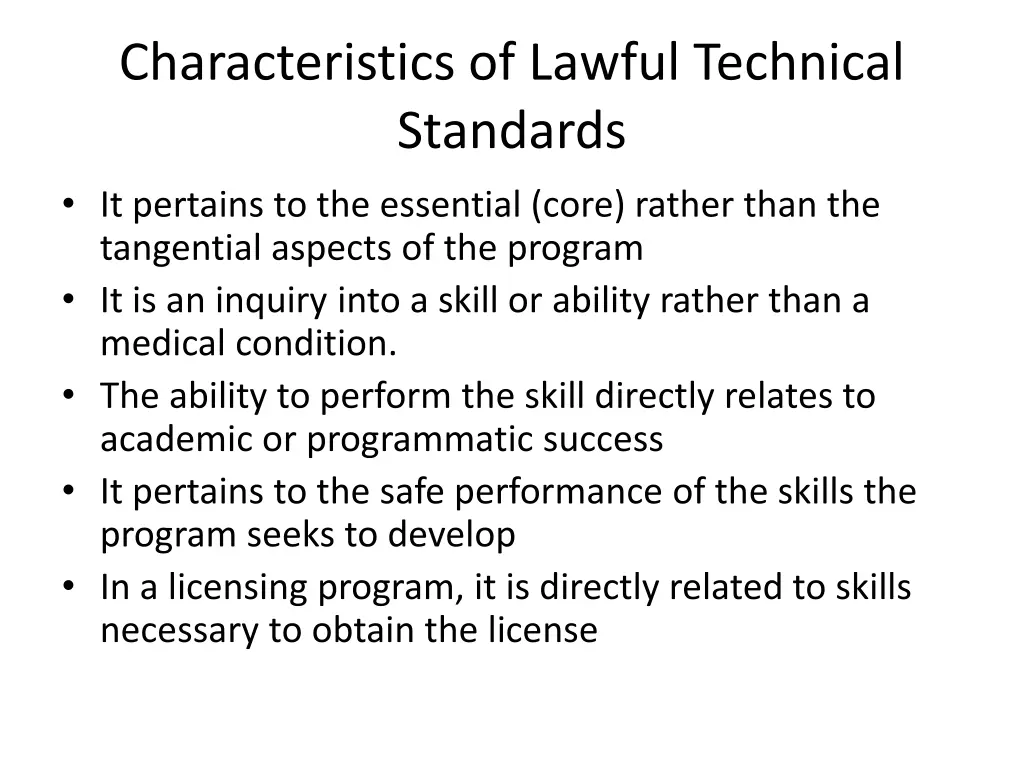 characteristics of lawful technical standards