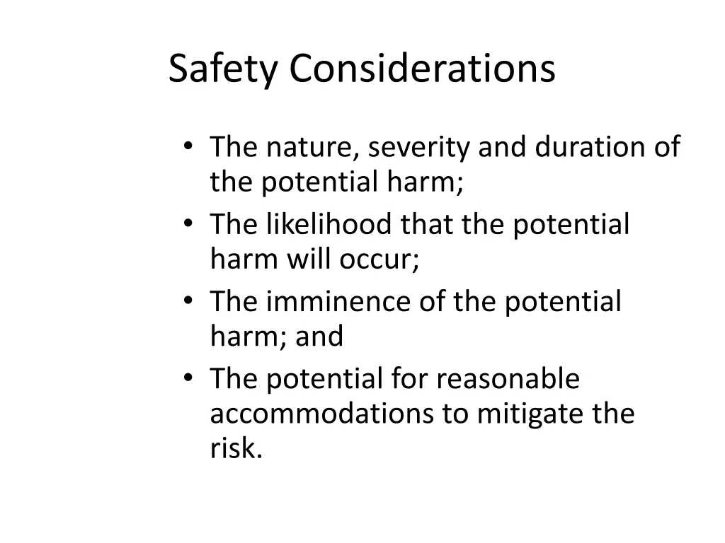 safety considerations