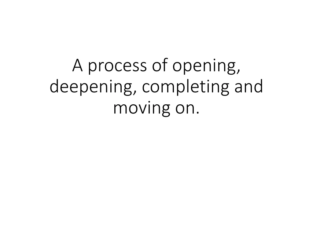 a process of opening deepening completing