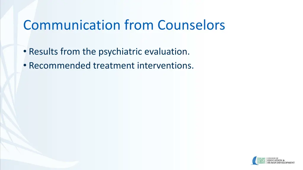 communication from counselors