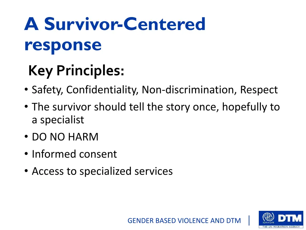 a survivor centered response