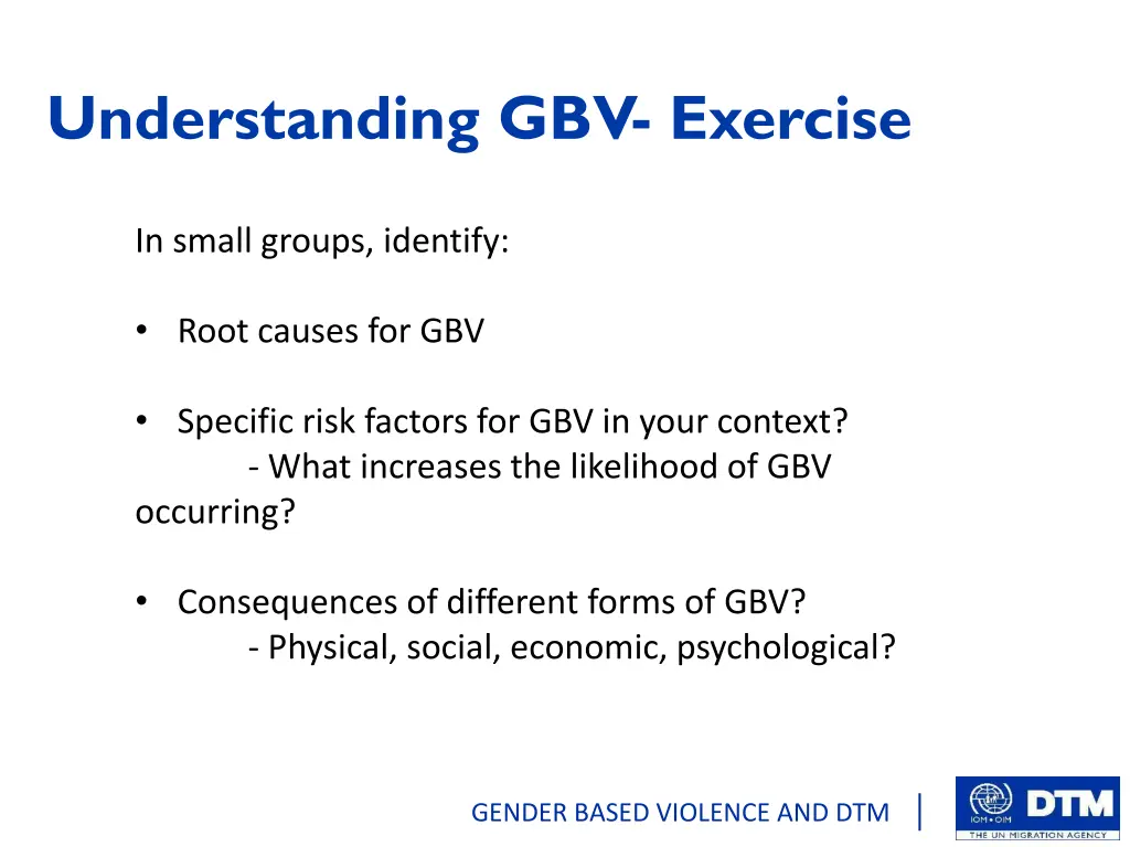 understanding gbv exercise