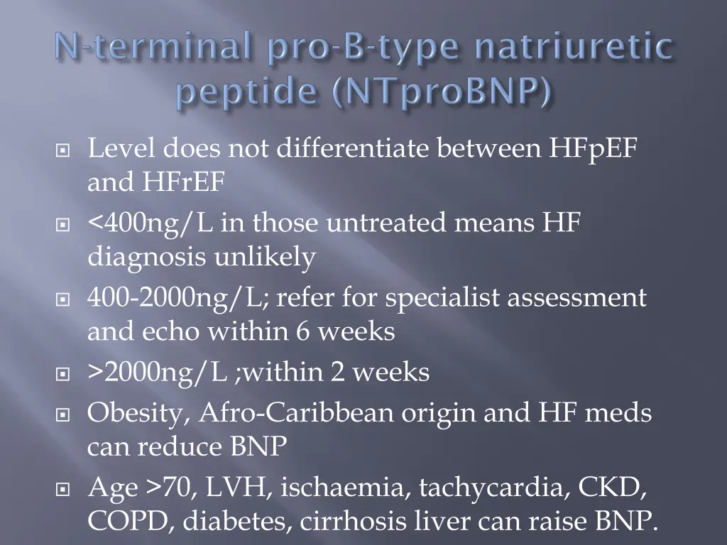 level does not differentiate between hfpef