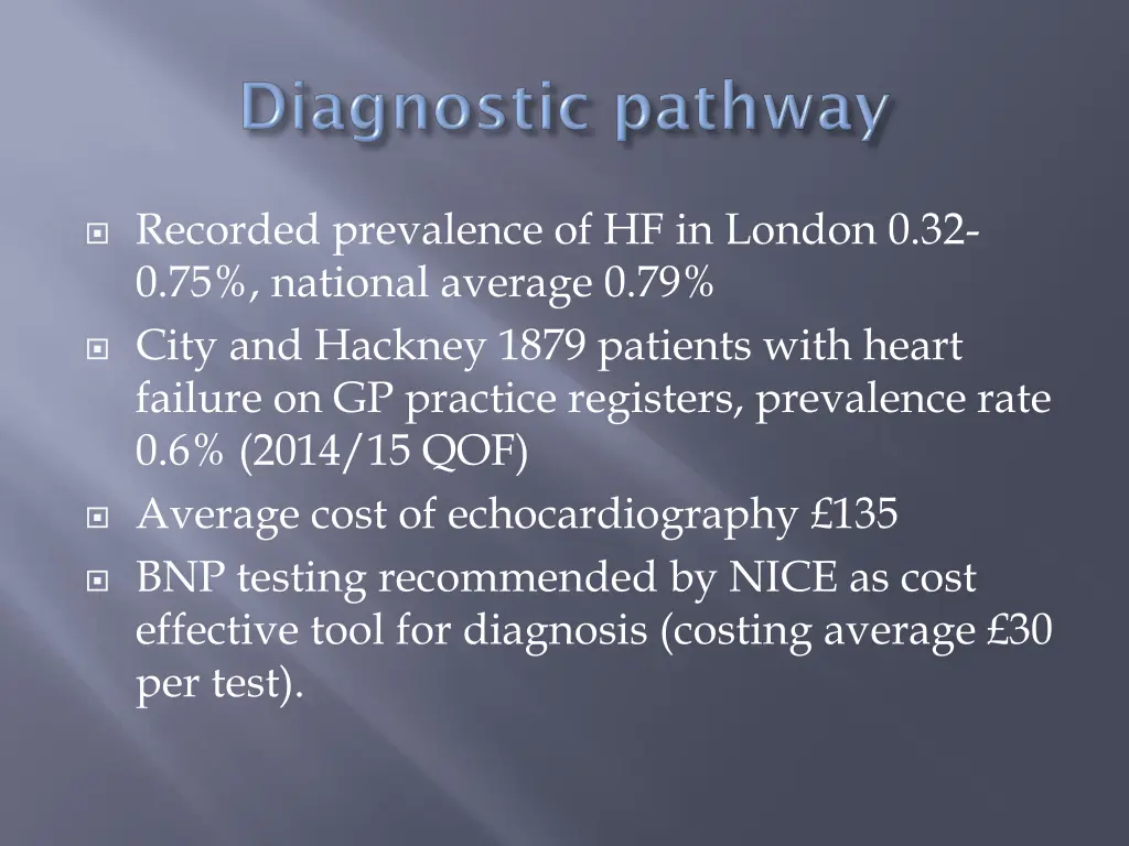 recorded prevalence of hf in london