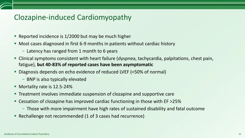 clozapine induced cardiomyopathy