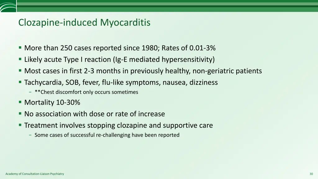 clozapine induced myocarditis