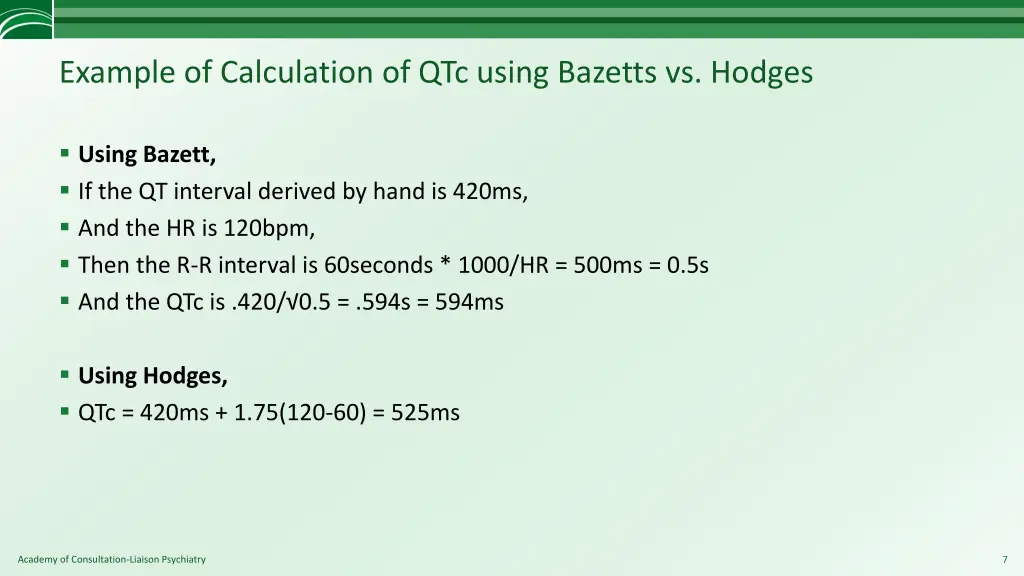 example of calculation of qtc using bazetts