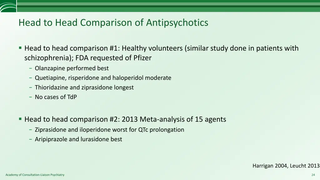 head to head comparison of antipsychotics