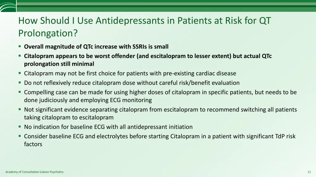 how should i use antidepressants in patients