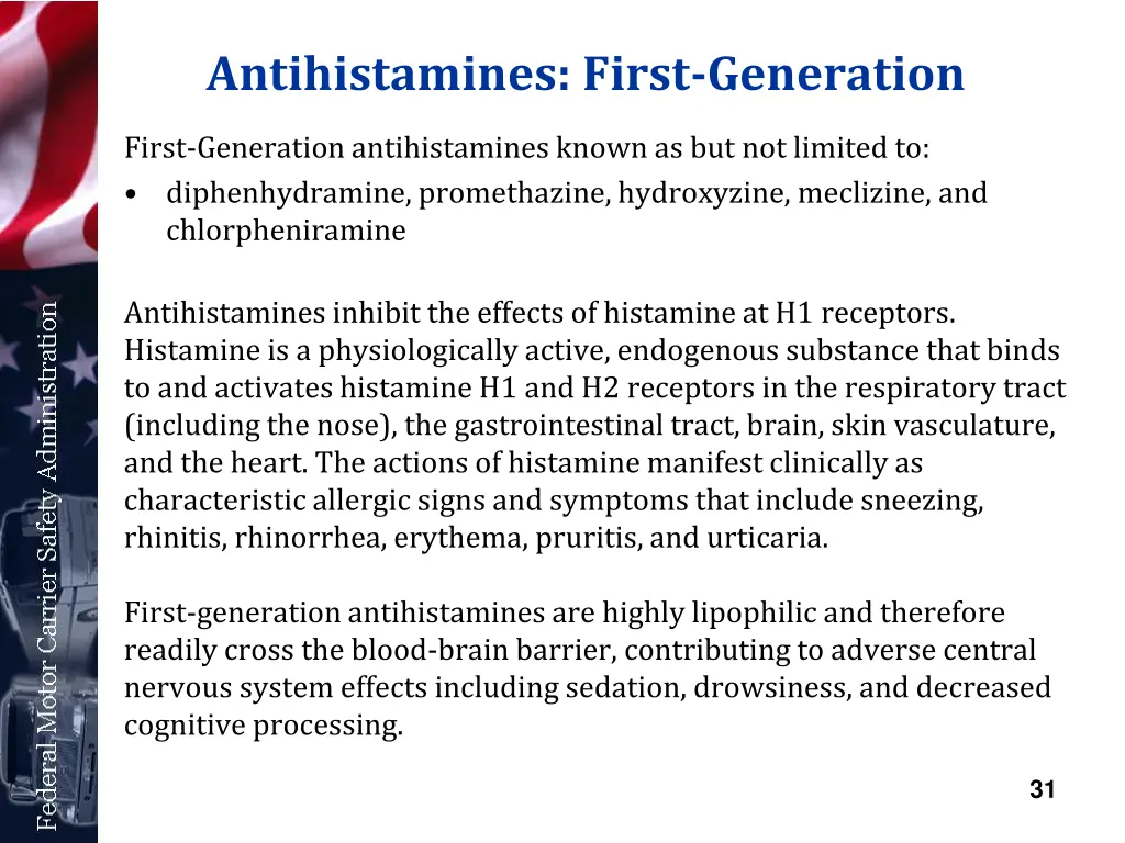 antihistamines first generation