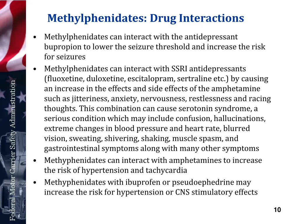 methylphenidates drug interactions