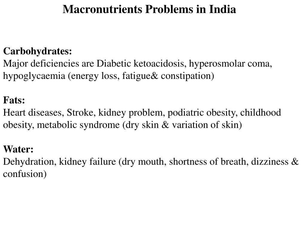 macronutrients problems in india