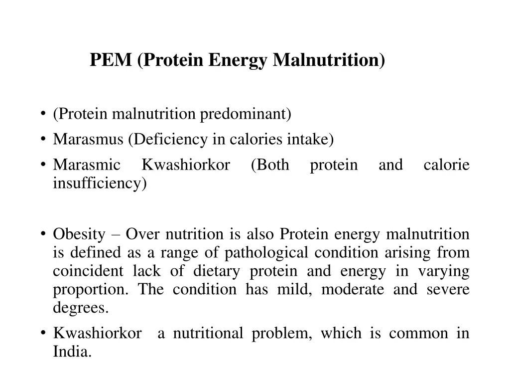 pem protein energy malnutrition