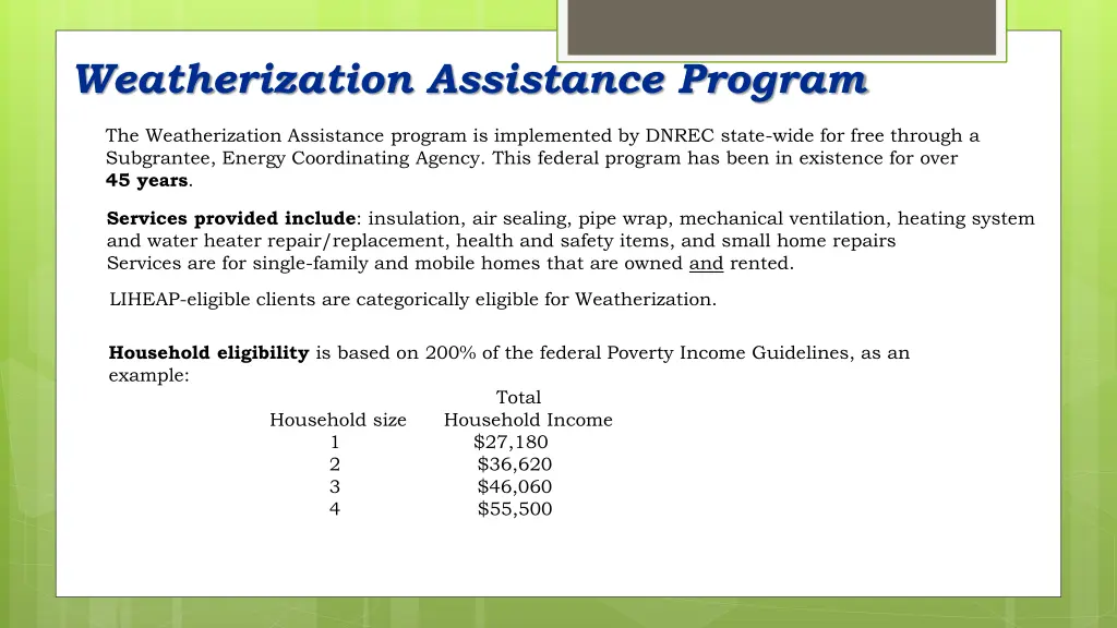 weatherization assistance program