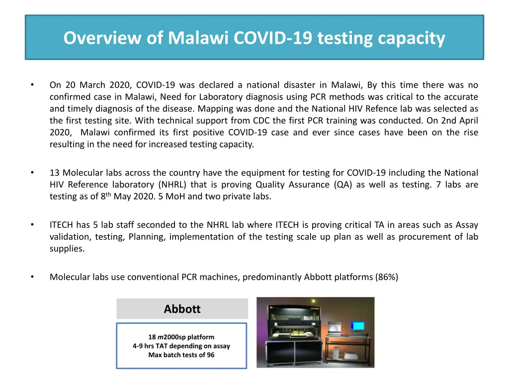 overview of malawi covid 19 testing capacity