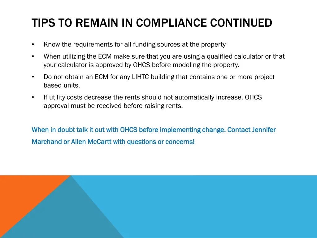 tips to remain in compliance continued