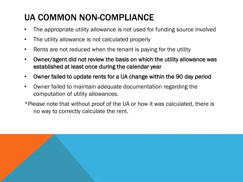 ua common non compliance