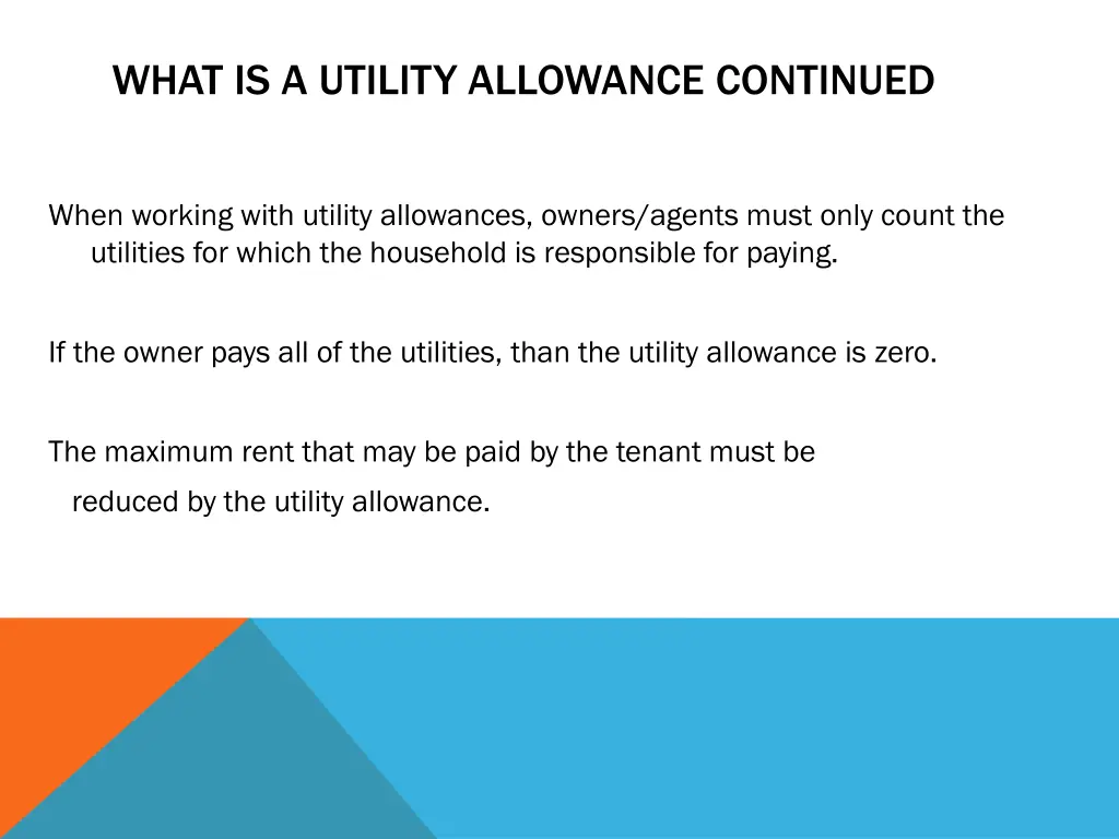 what is a utility allowance continued