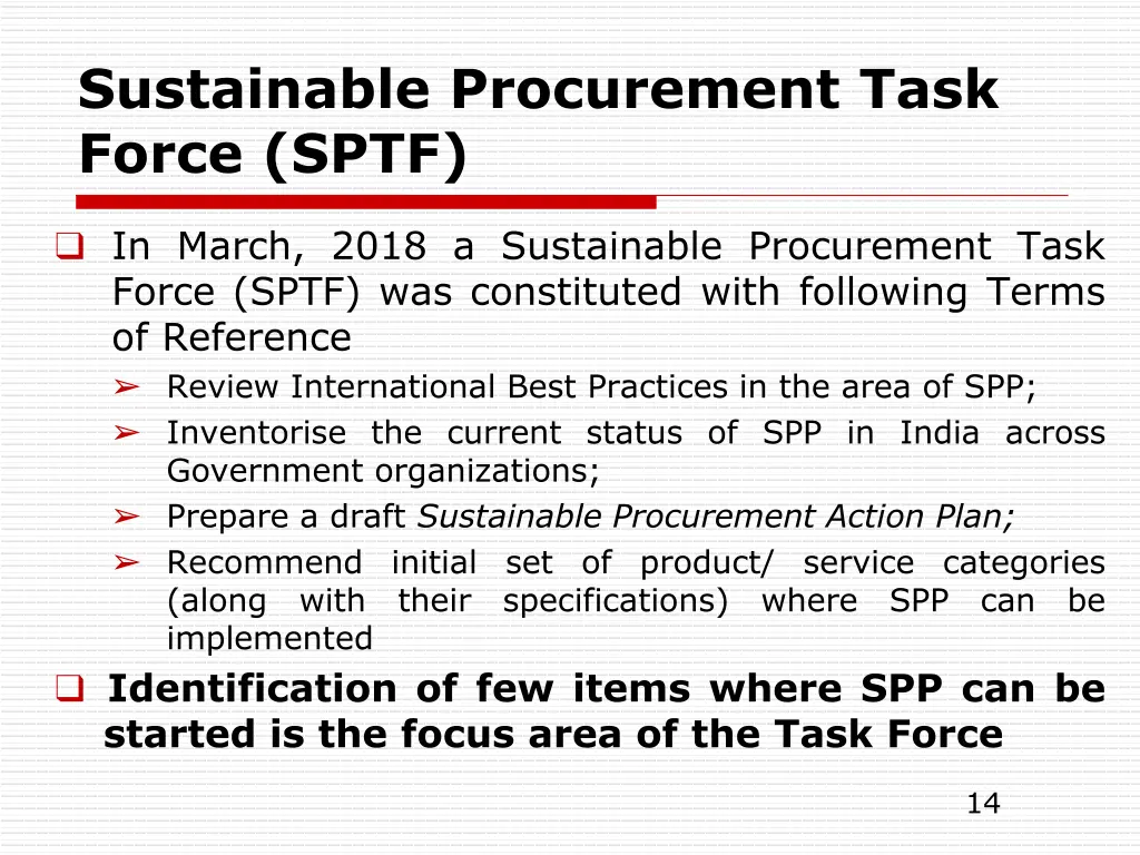 sustainable procurement task force sptf