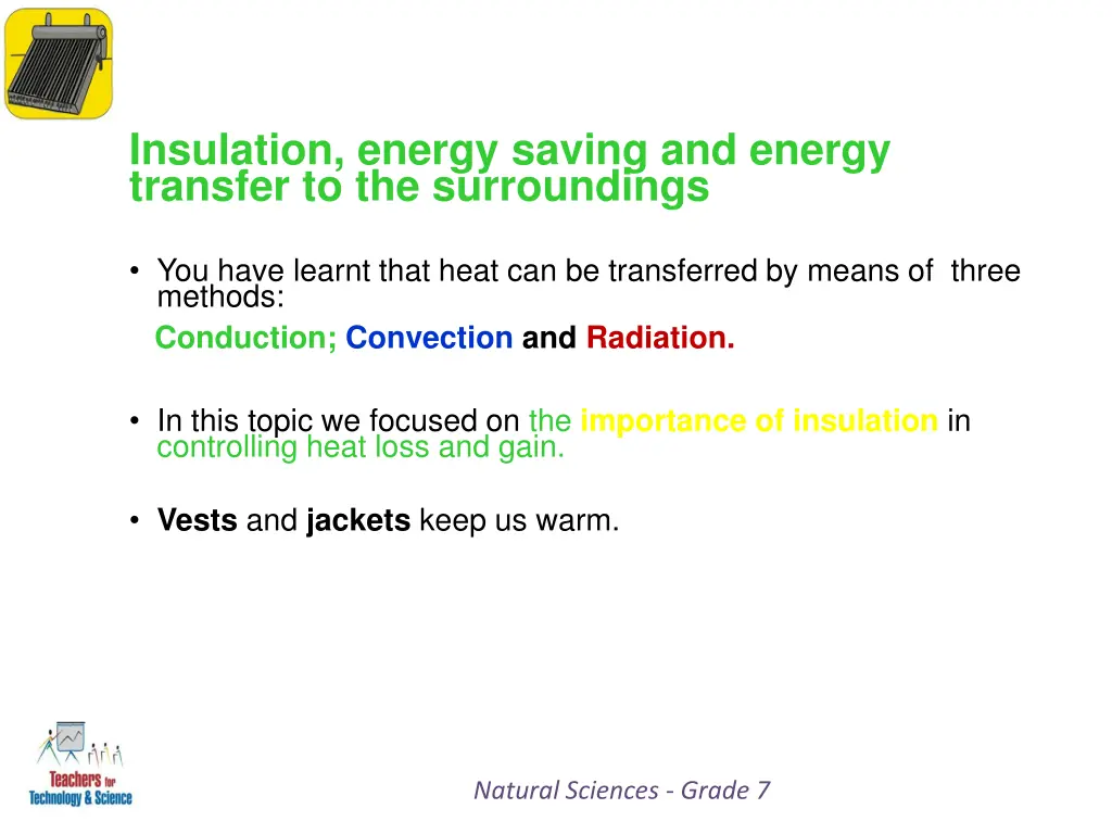 insulation energy saving and energy transfer 1