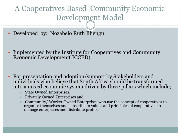 a cooperatives based community economic