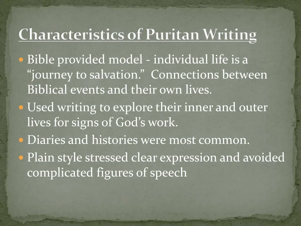 characteristics of puritan writing